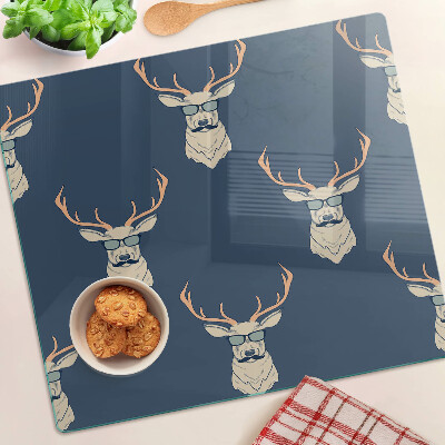 Glass chopping board Reindeer in sunglasses