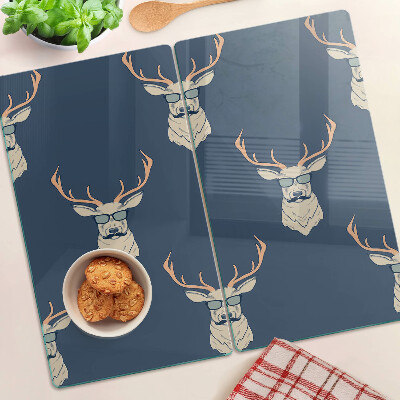 Glass chopping board Reindeer in sunglasses