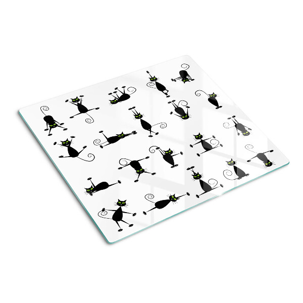 Glass chopping board Black cats with green eyes