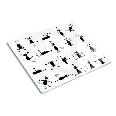 Glass chopping board Black cats with green eyes