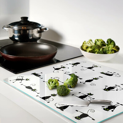 Glass chopping board Black cats with green eyes