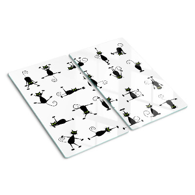 Glass chopping board Black cats with green eyes