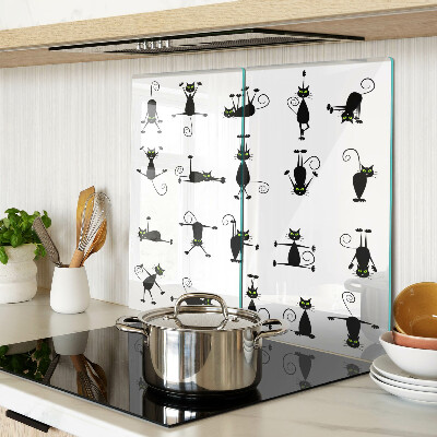 Glass chopping board Black cats with green eyes