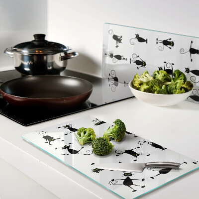 Glass chopping board Black cats with green eyes