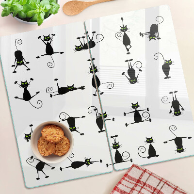 Glass chopping board Black cats with green eyes