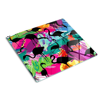Glass chopping board Flamingos on a colorful background