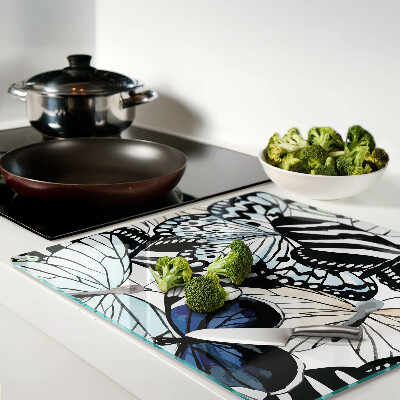 Glass kitchen board Butterfly motif in different colors
