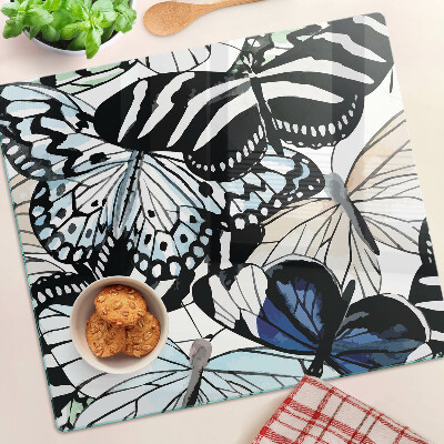 Glass kitchen board Butterfly motif in different colors