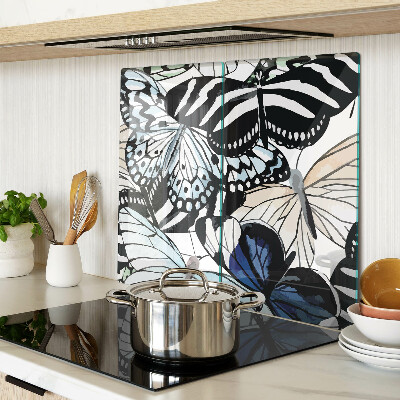 Glass kitchen board Butterfly motif in different colors