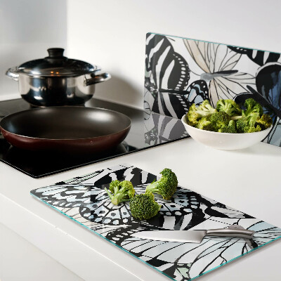 Glass kitchen board Butterfly motif in different colors