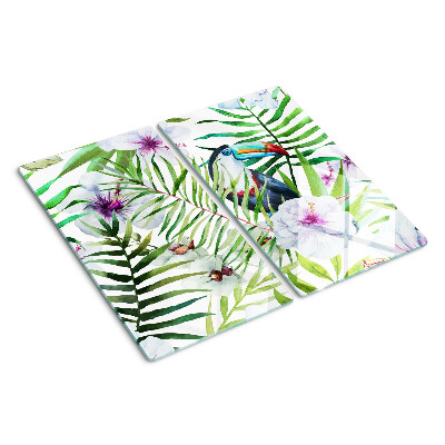 Glass kitchen board Tropical motif with birds and plants