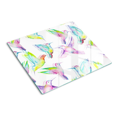 Glass chopping board Hummingbirds in watercolor style