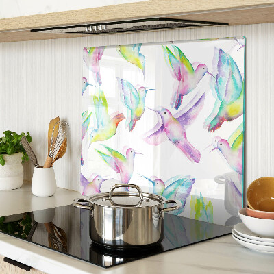 Glass chopping board Hummingbirds in watercolor style