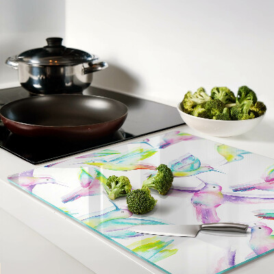 Glass chopping board Hummingbirds in watercolor style