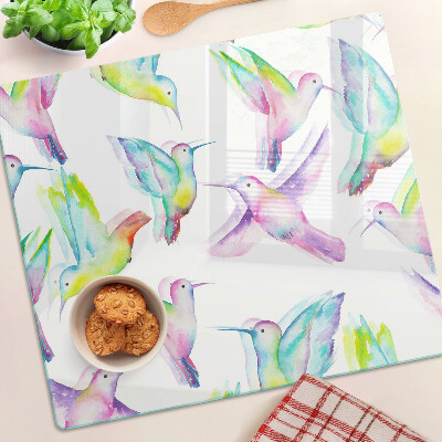 Glass chopping board Hummingbirds in watercolor style