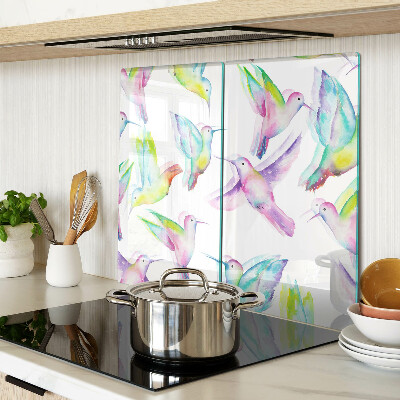 Glass chopping board Hummingbirds in watercolor style