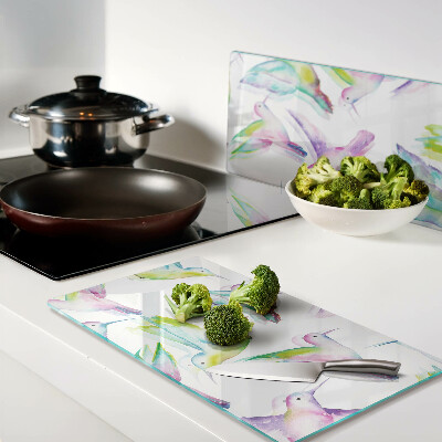 Glass chopping board Hummingbirds in watercolor style