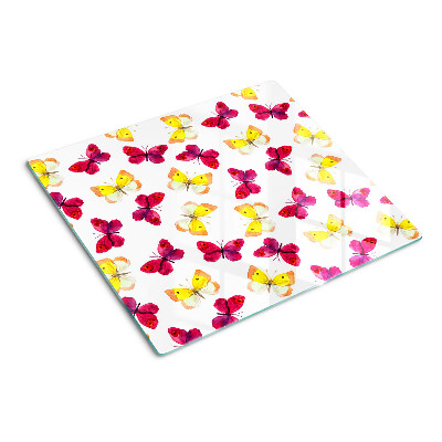 Glass chopping board Butterfly motif in spring colors