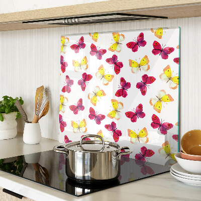 Glass chopping board Butterfly motif in spring colors