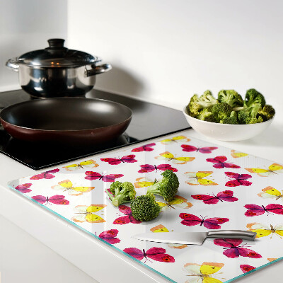 Glass chopping board Butterfly motif in spring colors