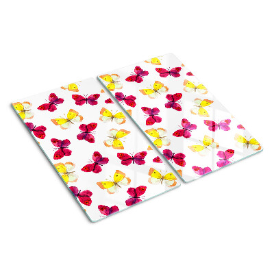 Glass chopping board Butterfly motif in spring colors