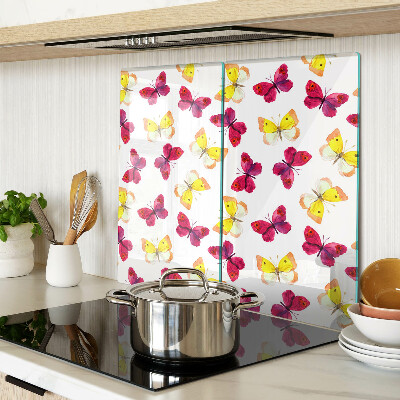 Glass chopping board Butterfly motif in spring colors