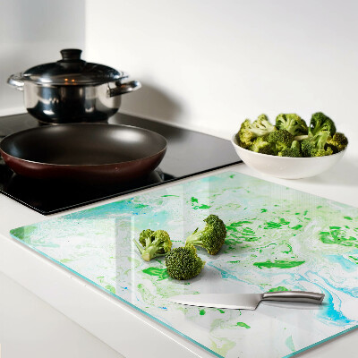 Glass kitchen board Abstract swirls in green and blue