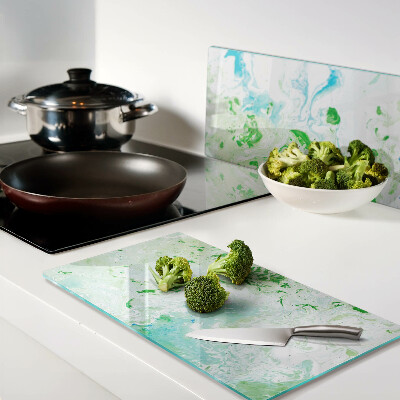 Glass kitchen board Abstract swirls in green and blue