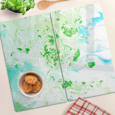 Glass kitchen board Abstract swirls in green and blue