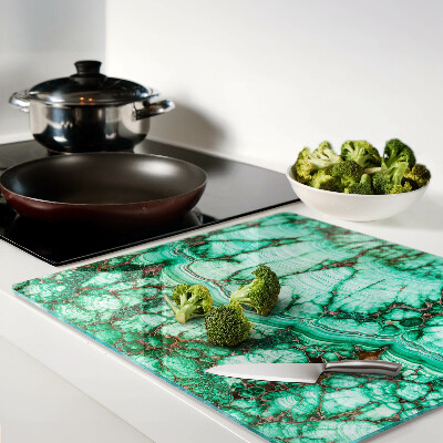 Glass chopping board Marble in shades of green