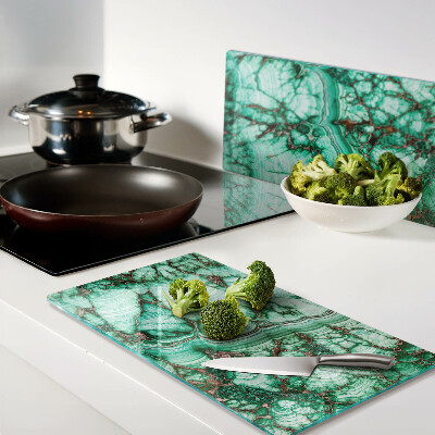 Glass chopping board Marble in shades of green
