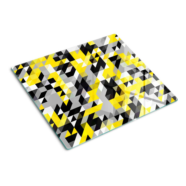 Glass kitchen board Geometry in shades of yellow and black