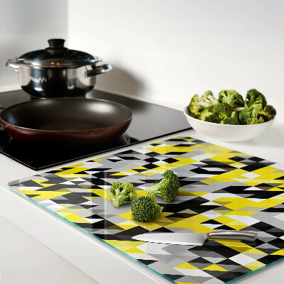 Glass kitchen board Geometry in shades of yellow and black