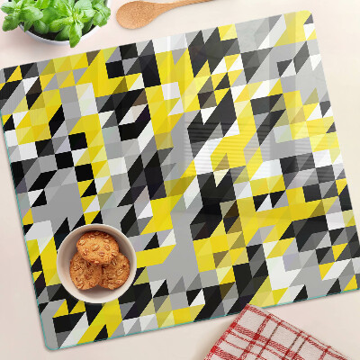 Glass kitchen board Geometry in shades of yellow and black