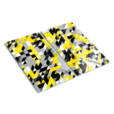 Glass kitchen board Geometry in shades of yellow and black