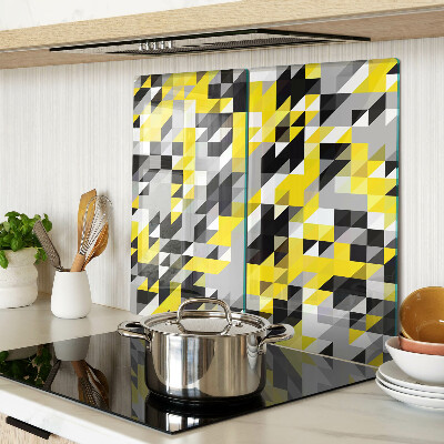 Glass kitchen board Geometry in shades of yellow and black