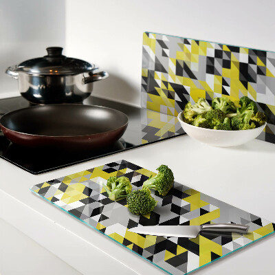Glass kitchen board Geometry in shades of yellow and black