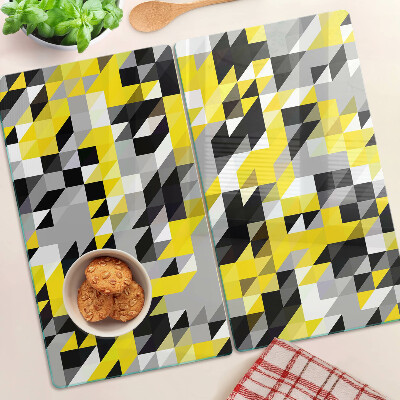 Glass kitchen board Geometry in shades of yellow and black