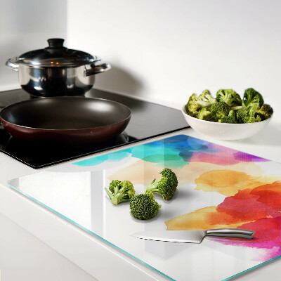 Glass chopping board Colorful watercolor stains