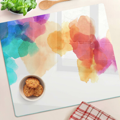 Glass chopping board Colorful watercolor stains