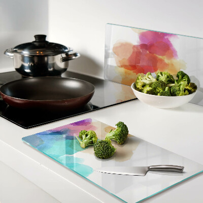 Glass chopping board Colorful watercolor stains