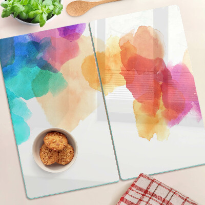 Glass chopping board Colorful watercolor stains