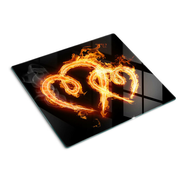 Glass chopping board Burning heart