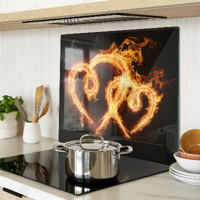 Glass chopping board Burning heart