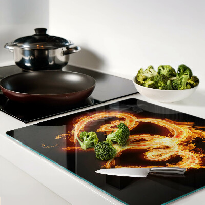 Glass chopping board Burning heart