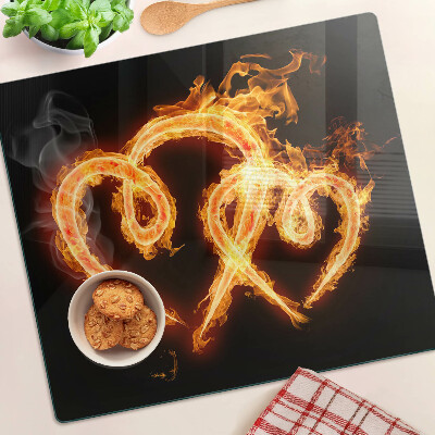 Glass chopping board Burning heart