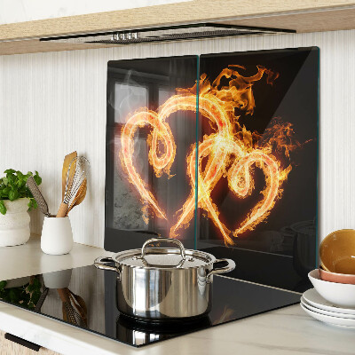 Glass chopping board Burning heart