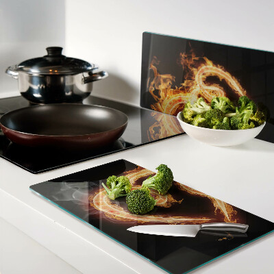 Glass chopping board Burning heart