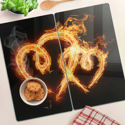 Glass chopping board Burning heart
