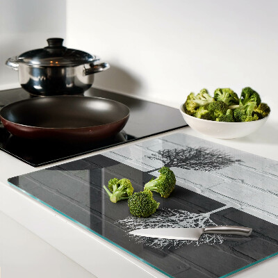 Glass kitchen board Tree against the background of bricks